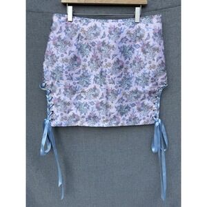 Sugar‎ Thrillz Blush Pink Satin Corset Skirt Dolls Kill Large NWT Floral Bow